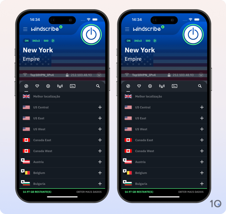 Aplicativo Windscribe VPN Free para iOS