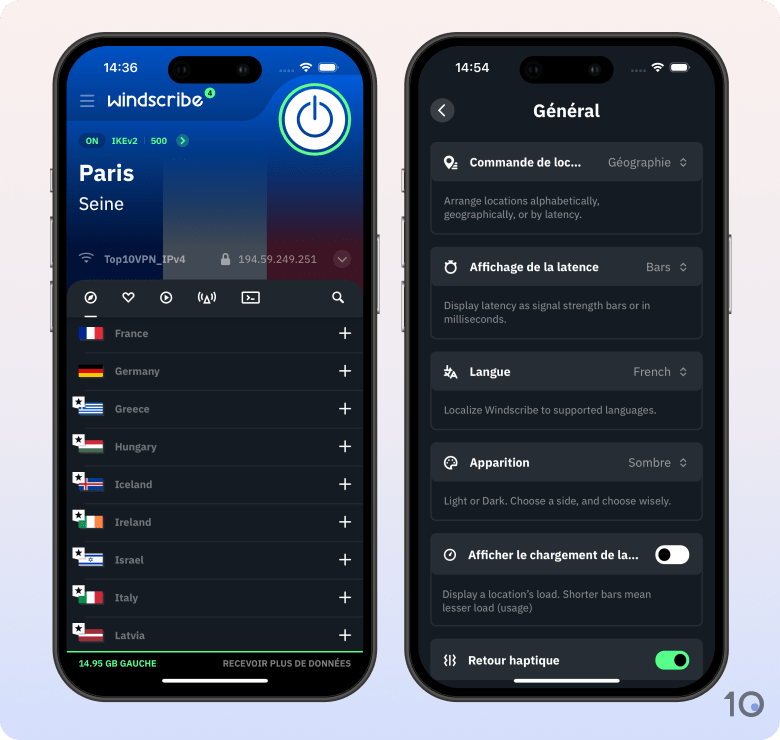 L'application gratuite Windscribe VPN pour iOS