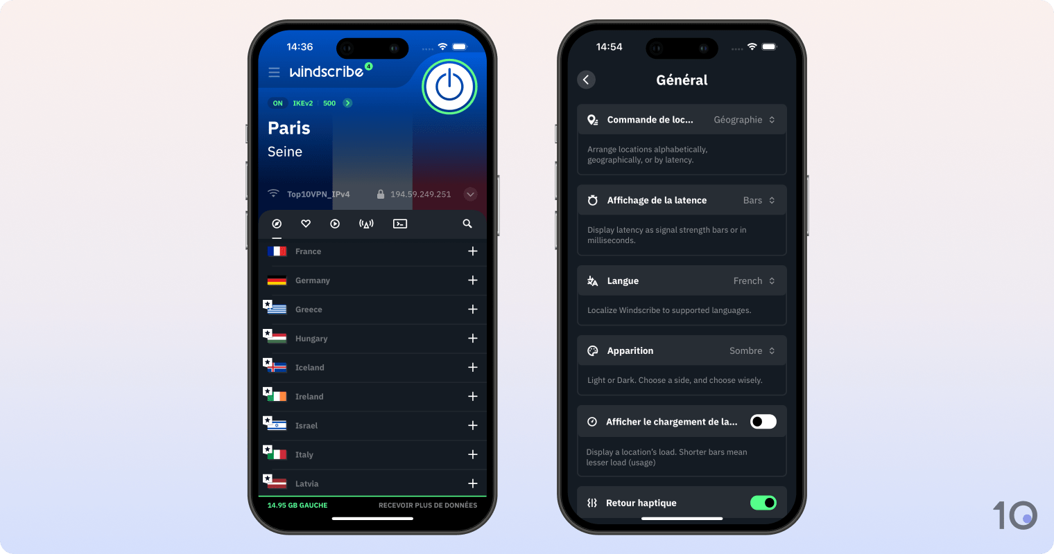 L'appli gratuite du VPN Windscribe pour iOS