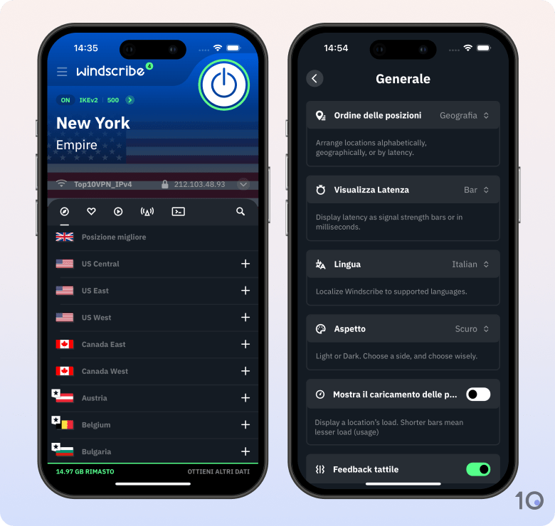 L'app gratuita di Windscribe VPN per iOS
