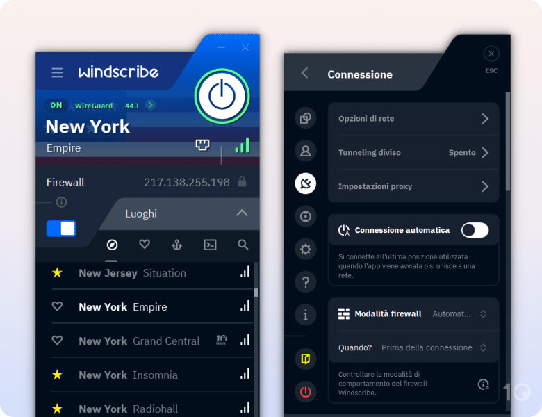 L'app VPN di Windscribe Free per Windows