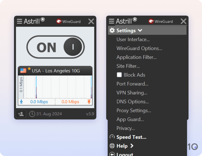 Astrill VPN's desktop app