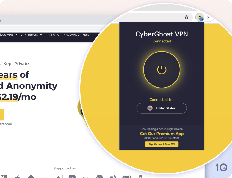 CyberGhost's VPN extension for Chrome