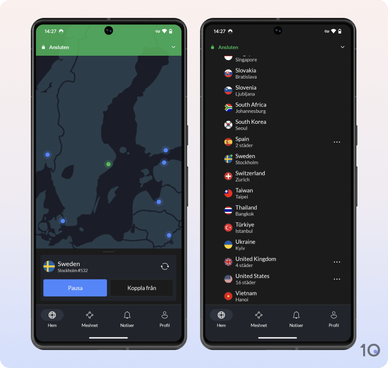 NordVPNs app för Android