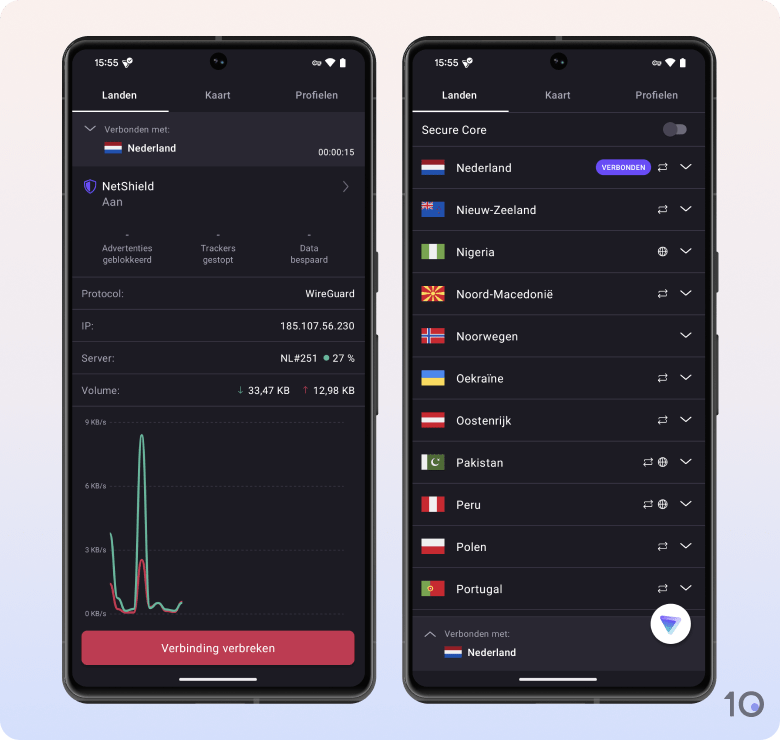 Proton VPN's app voor Android
