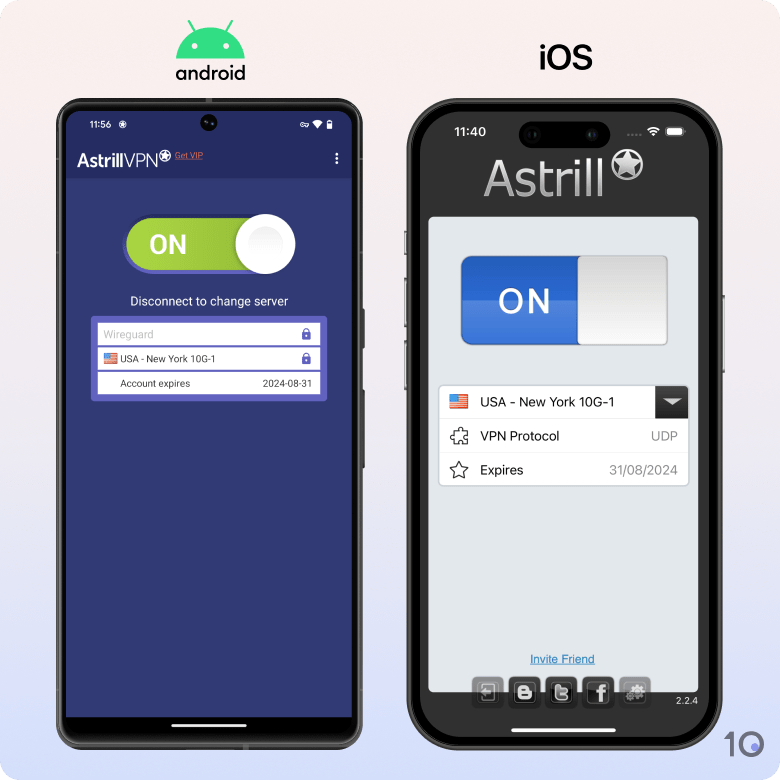 Astrill VPN's apps for Android and iOS
