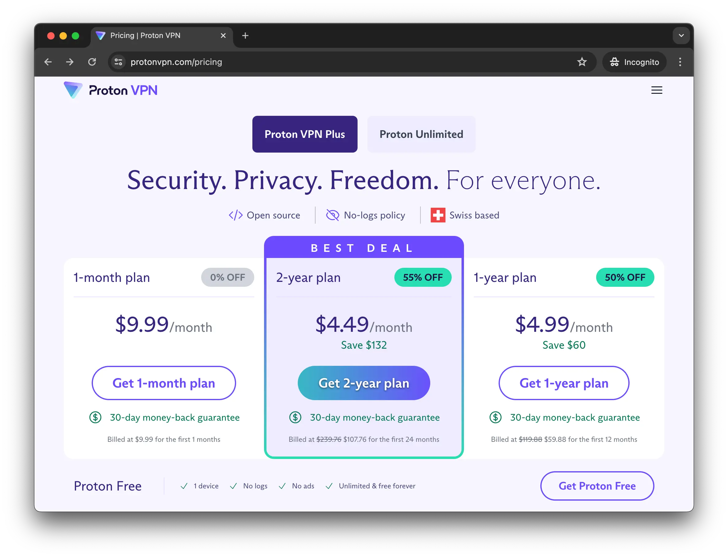 Proton VPN Sign Up Page