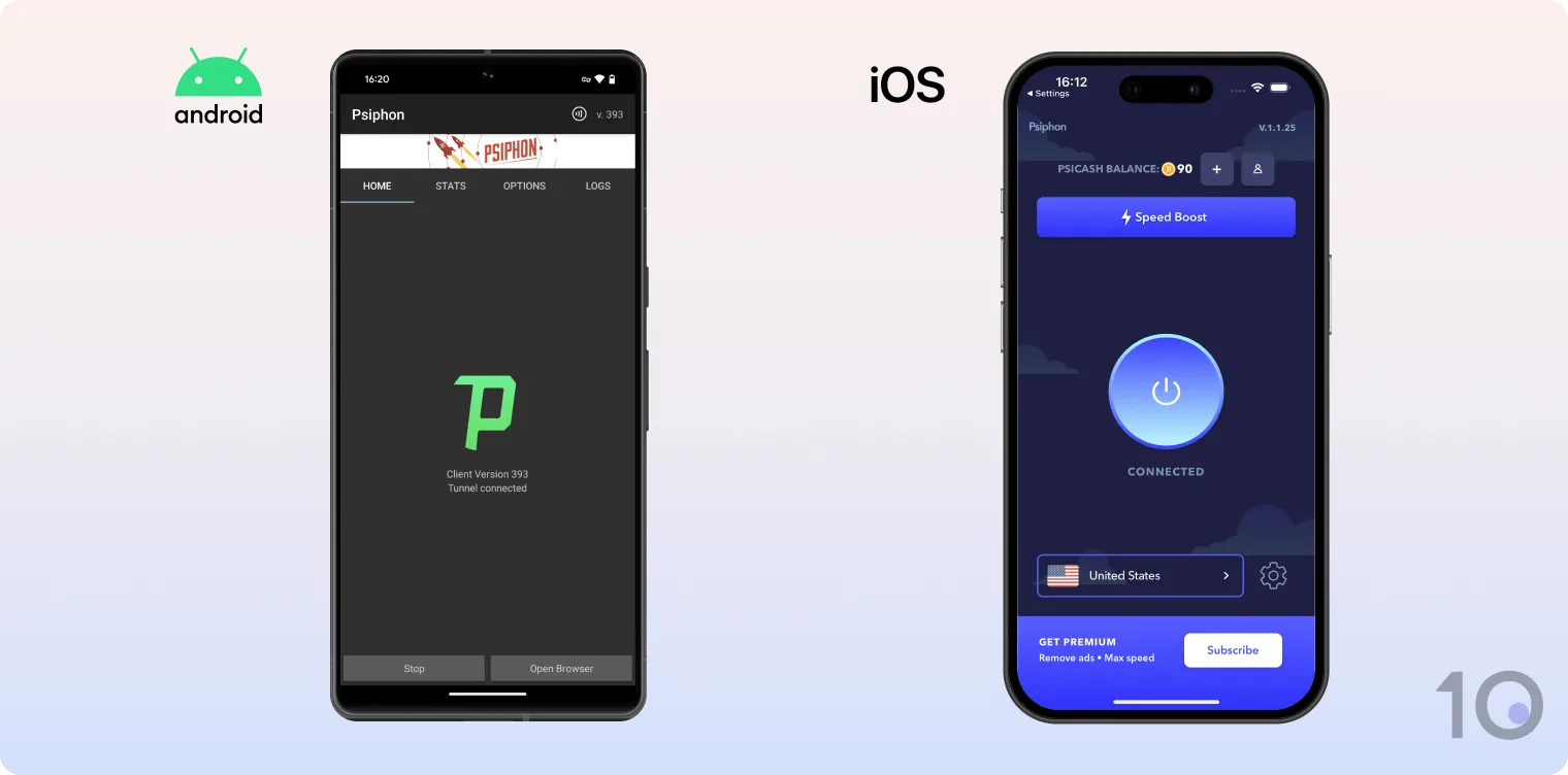Psiphon's VPN apps for Android and iOS