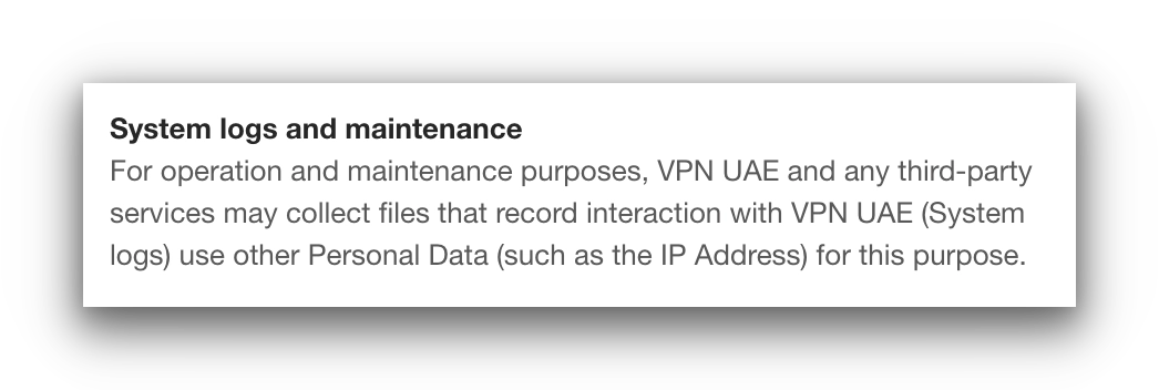 VPN UAE privacy policy