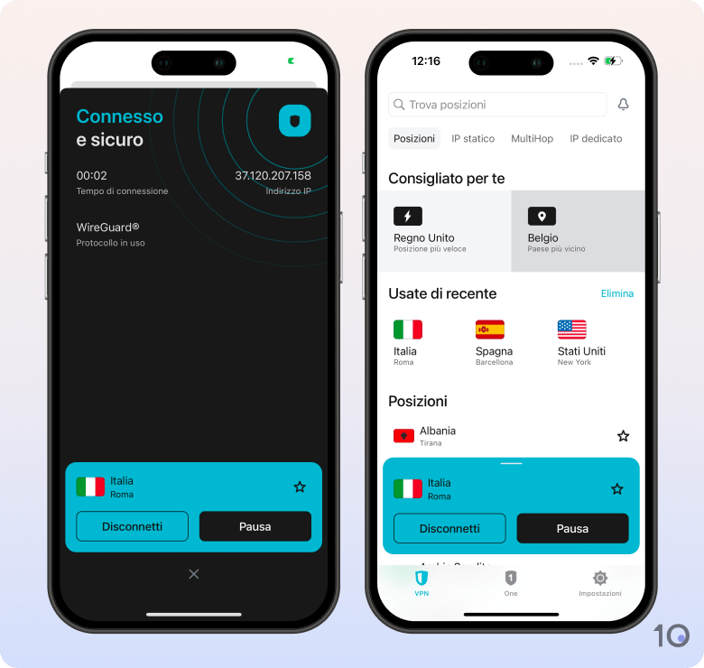 L’app di Surfshark VPN per iOS