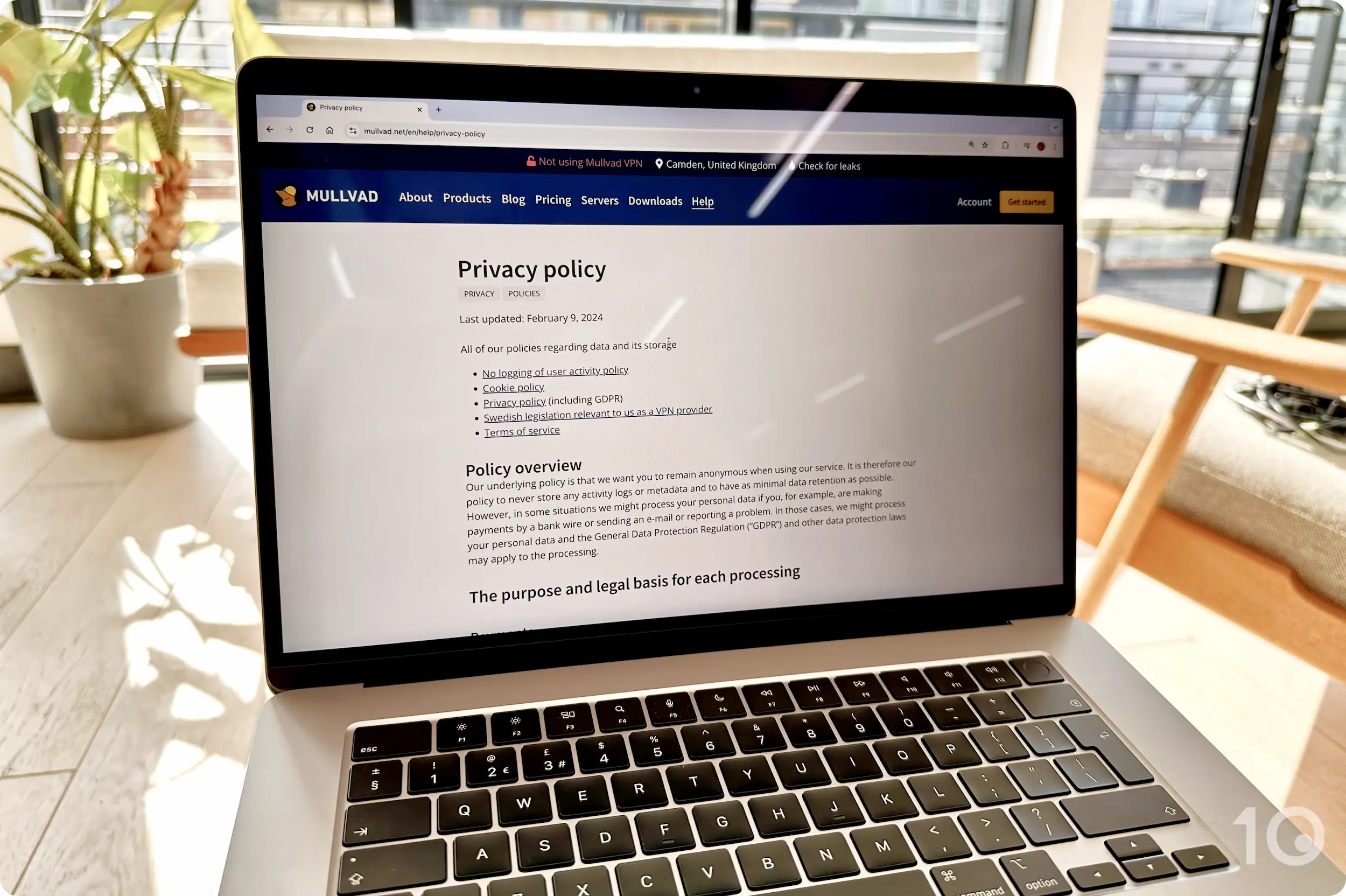 Reading through Mullvad's privacy policy on its website