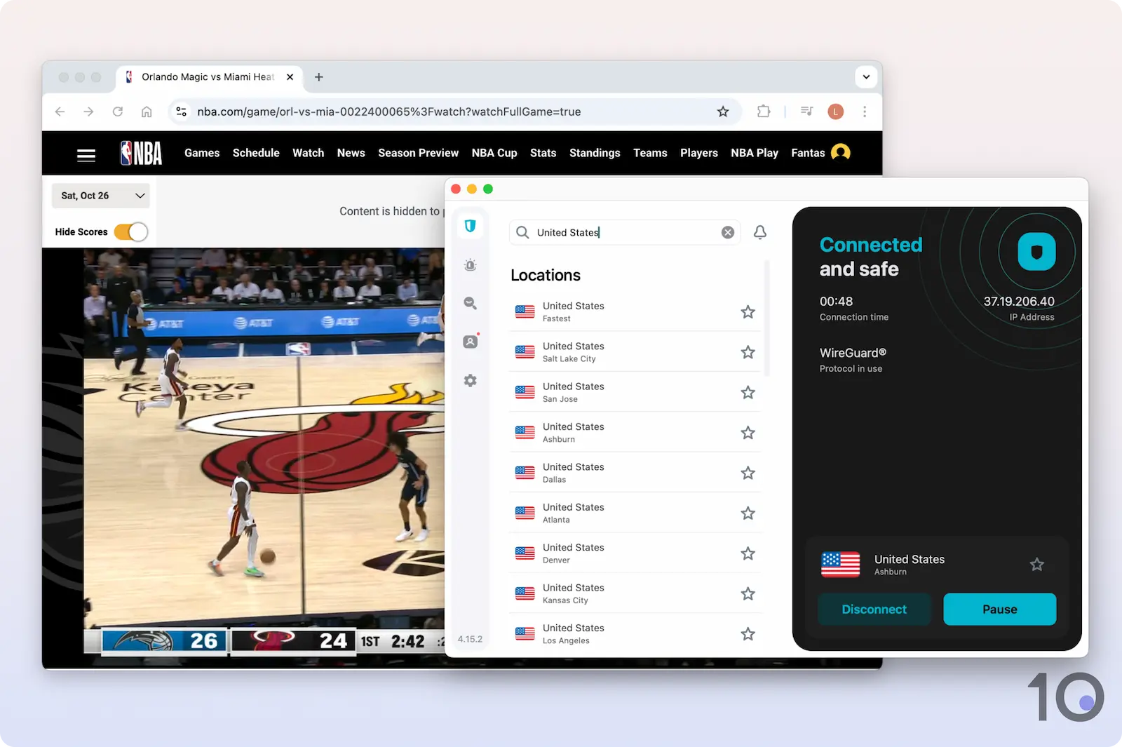 Using Surfshark to watch blackout games on NBA League Pass